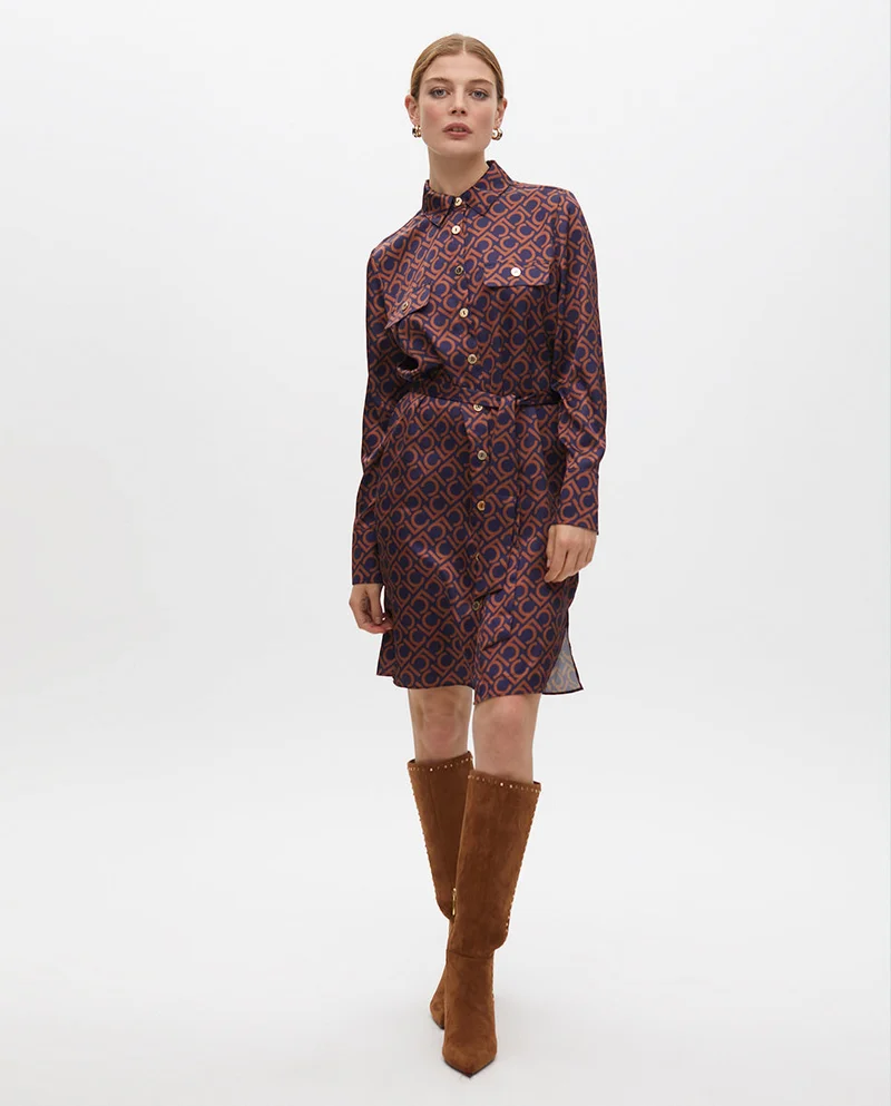 لولا كساديمونت Short Printed Dress with Pocket Detail